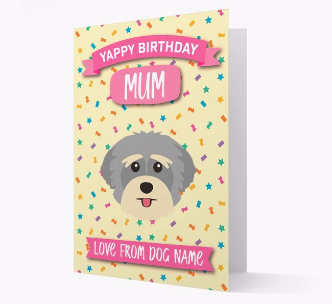 Personalised Card 'Yappy Birthday Mum' with {breedCommonName} Icon